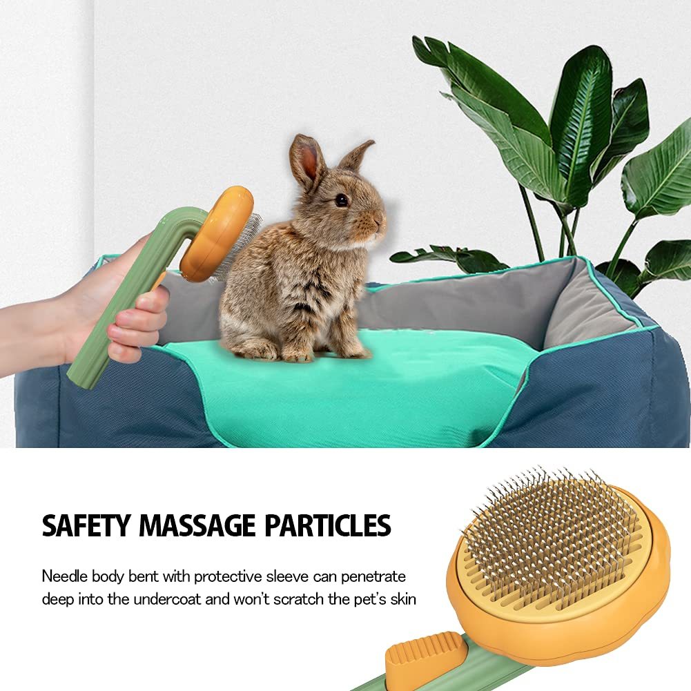 Happy Grooming with the Pumpkin Cat Brush, Self-Cleaning, Remove Shedding Hair, Quick and Easy