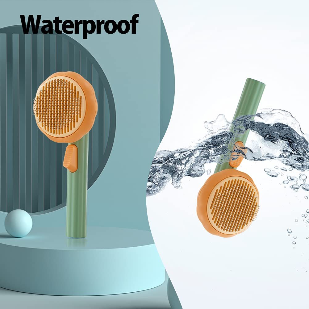 Happy Grooming with the Pumpkin Cat Brush, Self-Cleaning, Remove Shedding Hair, Quick and Easy