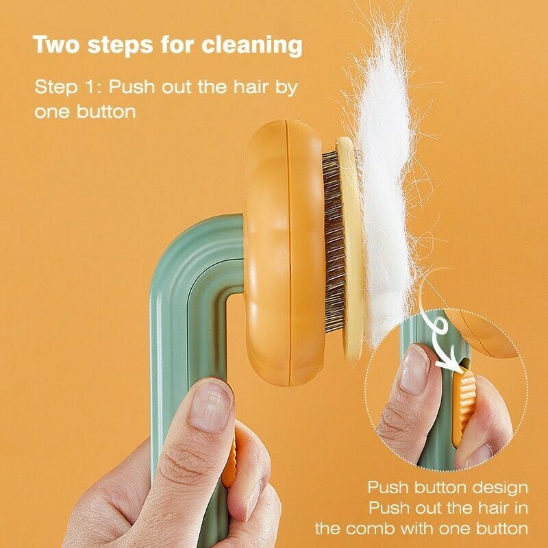 Happy Grooming with the Pumpkin Cat Brush, Self-Cleaning, Remove Shedding Hair, Quick and Easy