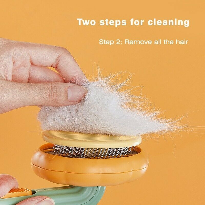 Happy Grooming with the Pumpkin Cat Brush, Self-Cleaning, Remove Shedding Hair, Quick and Easy